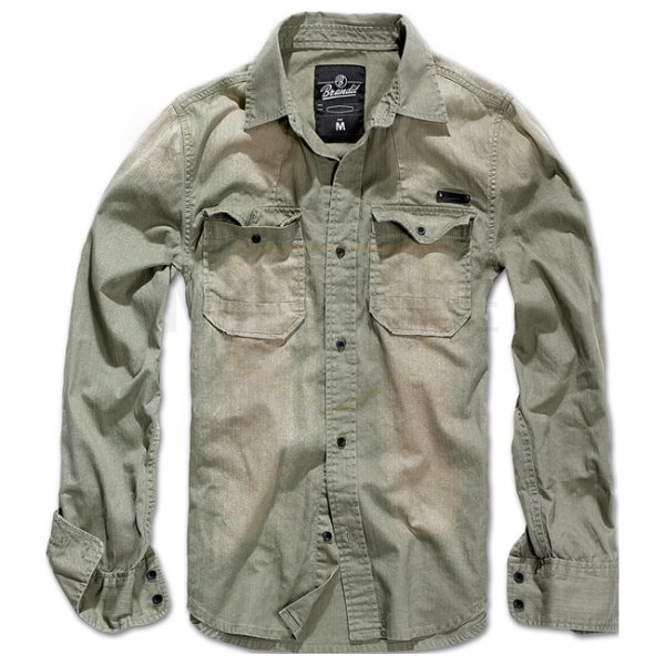 Brandit Denimshirt Hardee - Olive / Grey - M