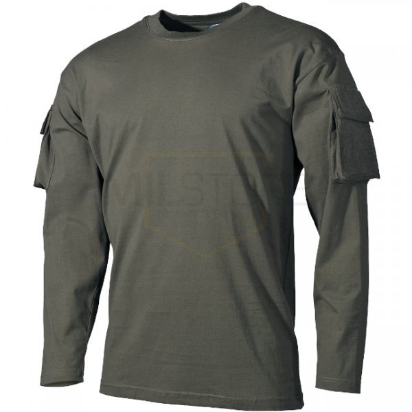 MFH Tactical Long Sleeve Shirt Sleeve Pockets - Olive - XL