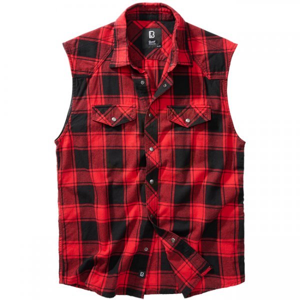 Brandit Checkshirt Sleeveless - Red / Black - M