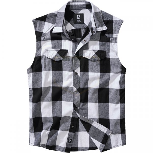 Brandit Checkshirt Sleeveless - White / Black - 3XL