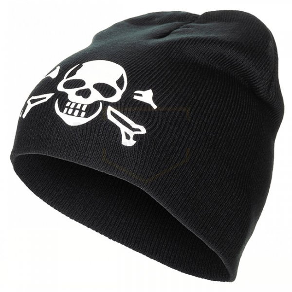 MFH Beanie Hat Fine Knit SKULL - Black