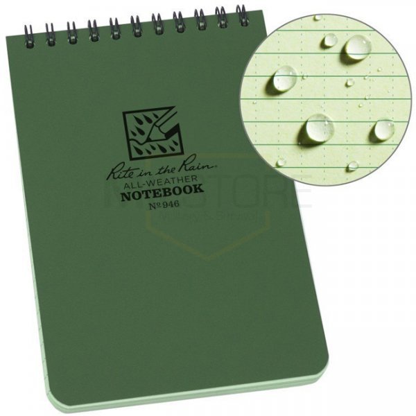 Rite in the Rain Polydura Top-Spiral Notebook 4 x 6 - Green