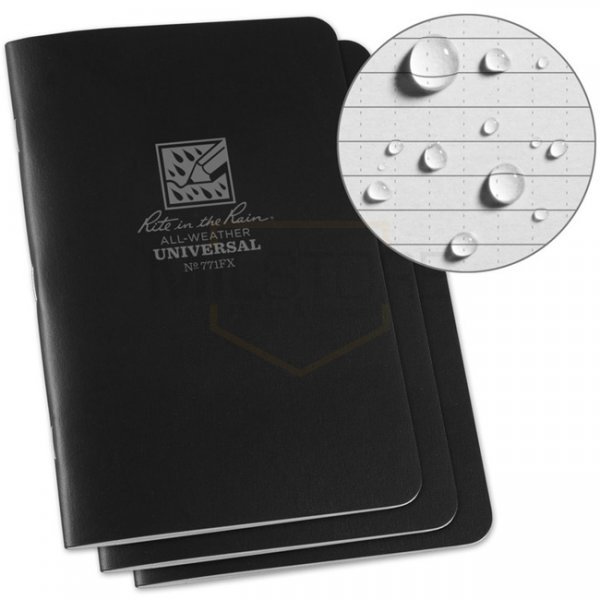 Rite in the Rain Stapled Notebook 4.25 x 7 Three Pack - Black