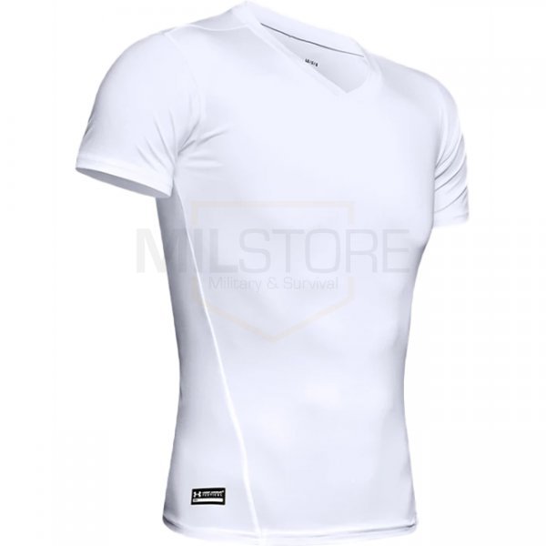 Under Armour Mens Tactical HeatGear Compression V-Neck T-Shirt - White - 3XL