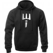 Pitchfork Casual Hoodie White Print - Black - XL