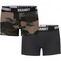 Brandit Boxershorts Logo 2-pack - Dark Camo / Black - L